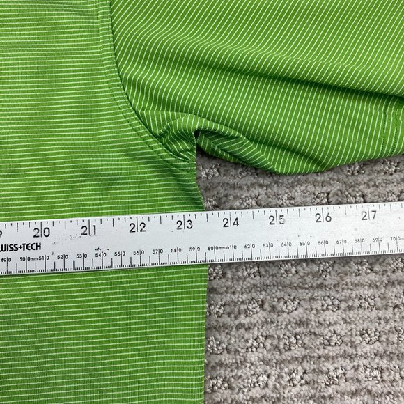 Dunning Golf Shirt Men Large L Green White Striped Casual Polo Sports Outdoor - Picture 10 of 11